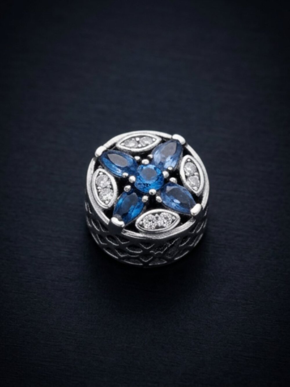 Retired Pandora Patterns of Frost Blue Crystal Charm RETIRED